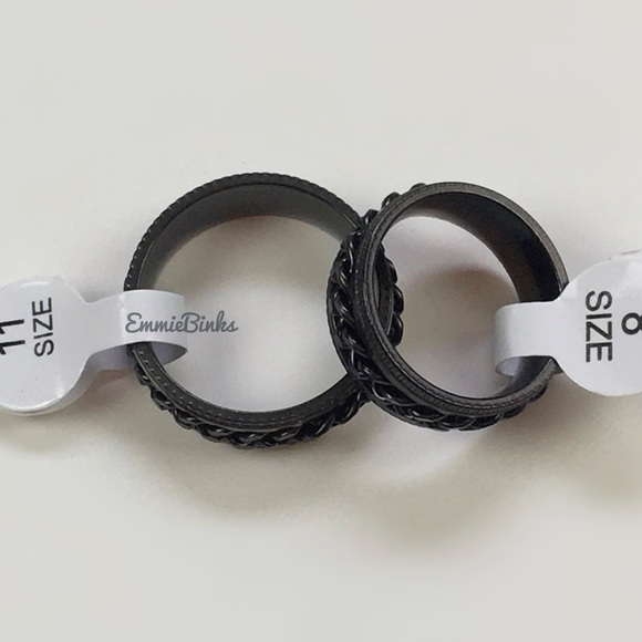 ✨3/$38  New Unisex Midnight Black Spinner Ring ~ Anxiety Fidget Ring Jewelry - Picture 5 of 9